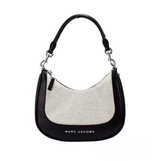 Marc Jacobs Natural Black Canvas Leather Hobo Shoulder Handbag Purse