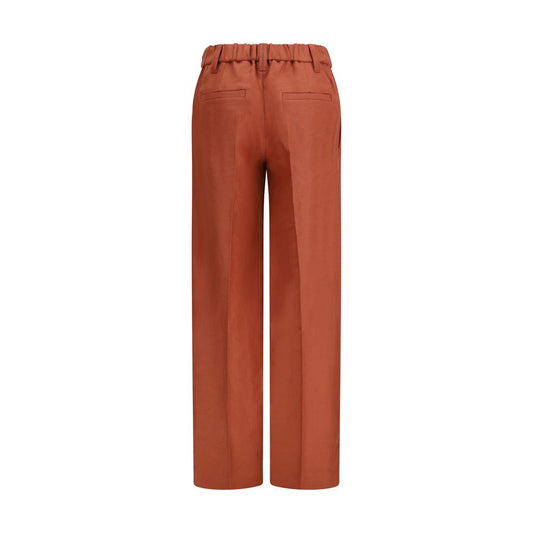 Brunello Cucinelli Red Linen Casual Pants