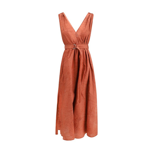 Brunello Cucinelli Red Cotton Casual Dress