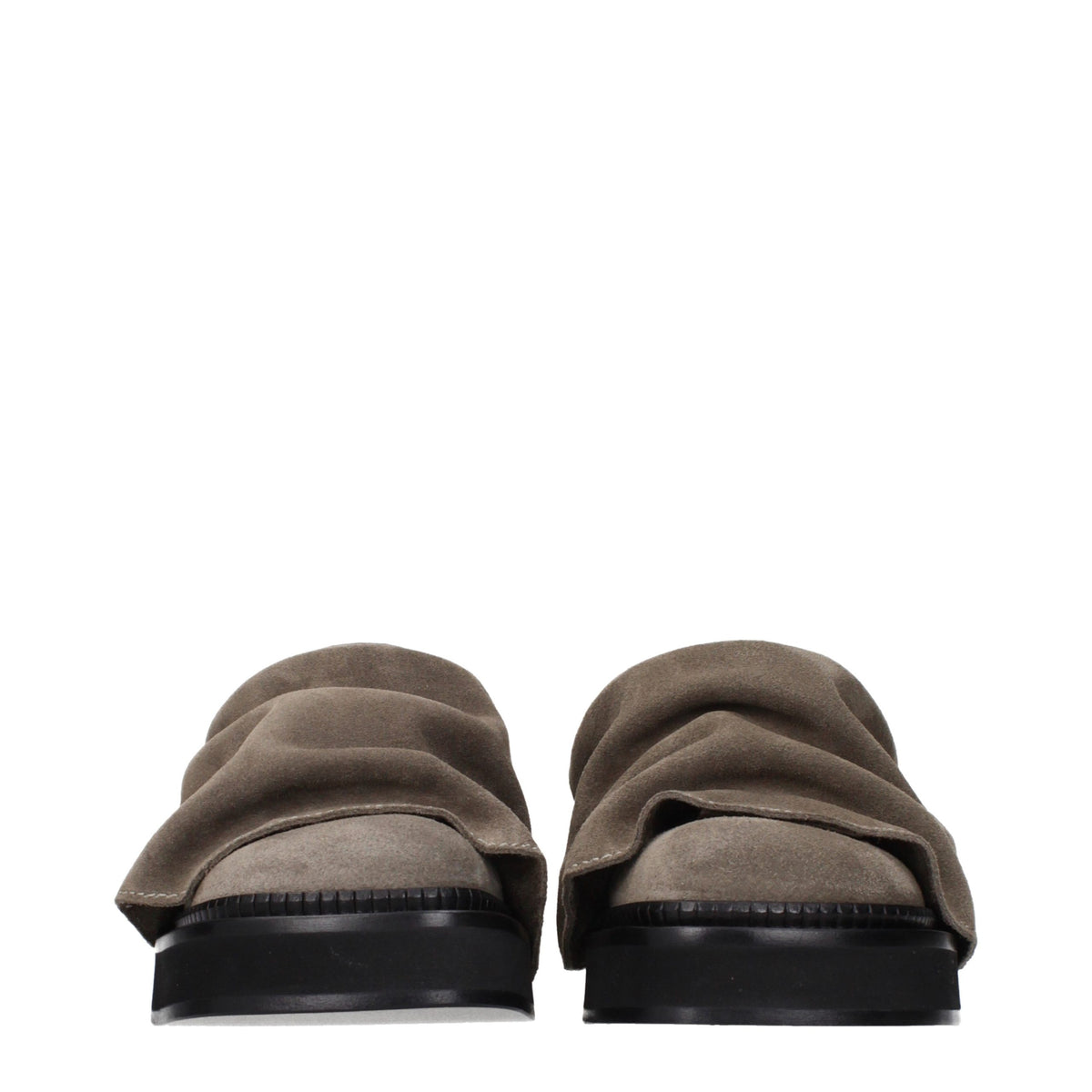 The Attico Gray Leather Slippers