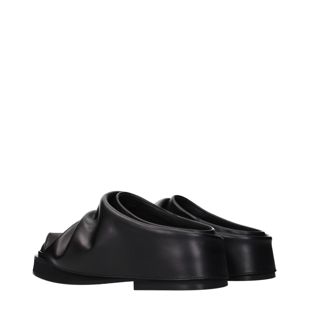 The Attico Black Leather Slippers