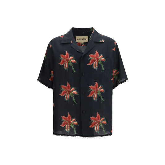 Valentino Garavani Black Linen Pattern Shirt