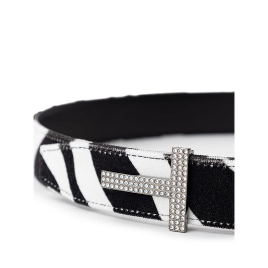 Tom Ford Black And White Leather Regular Belt